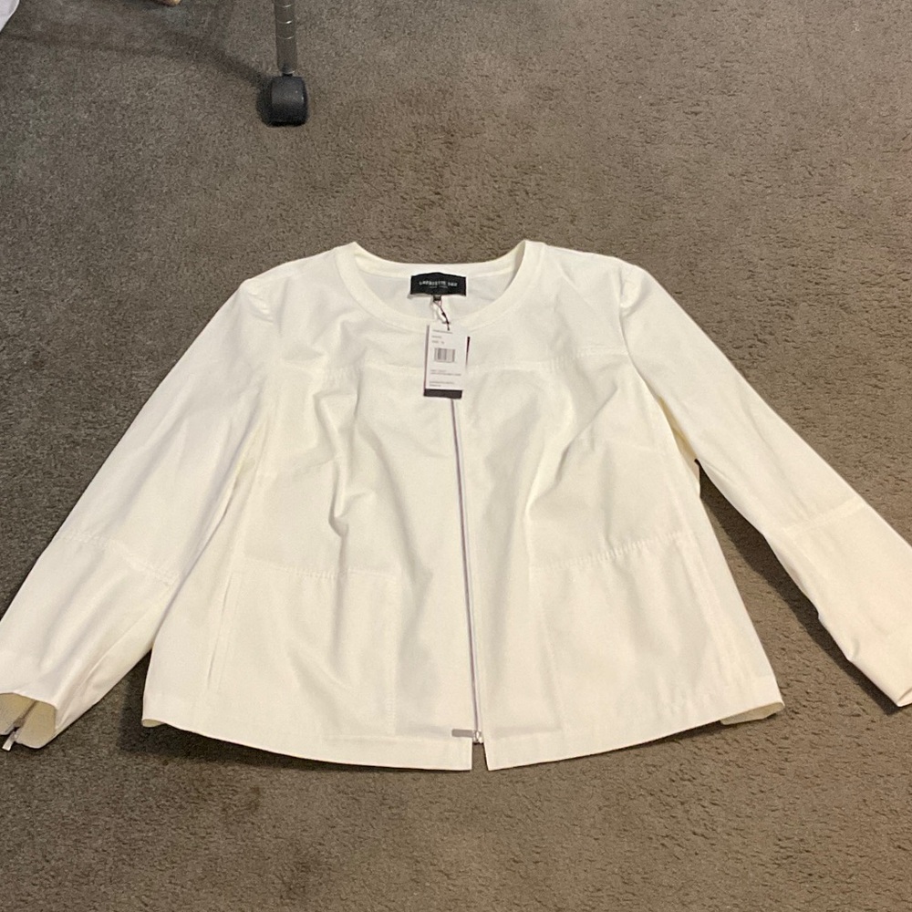 Lafayette 148 New York Cream Zip-Front Blazer Jacket
